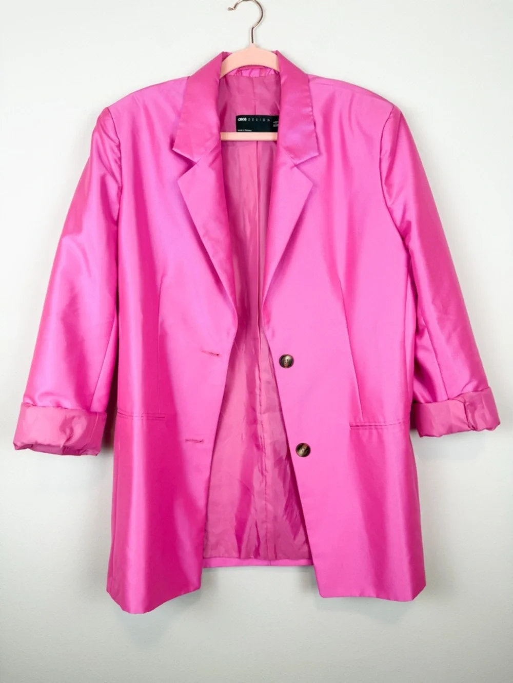 ASOS Design Ultimate Oversized Grandad Blazer in Hot Pink‎ Size 2